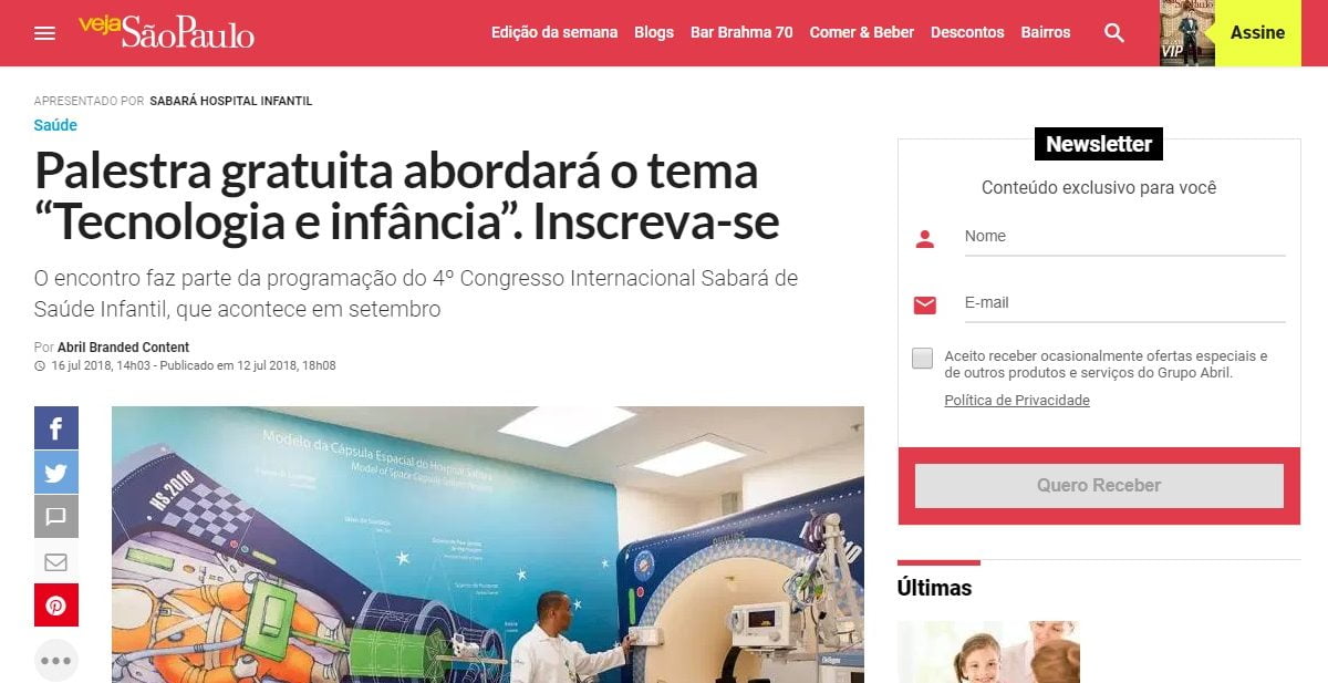 Tecnologia e infância é tema de evento com Veja São Paulo