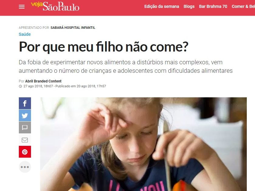 Dr. Mauro Fisberg fala à revista Veja São Paulo sobre alimentação