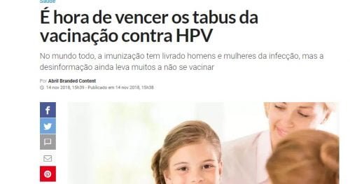 Vacina de HPV é tema de matéria da Veja São Paulo