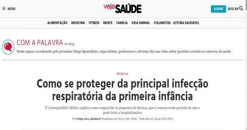 Gerente médico e pediatra do Sabará, Dr. Felipe Lora, publica artigo na VEJA! sobre bronquiolite