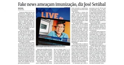 Dr. Jose Luiz Egydio Setubal falou sobre vacinação na live do Valor Econômico